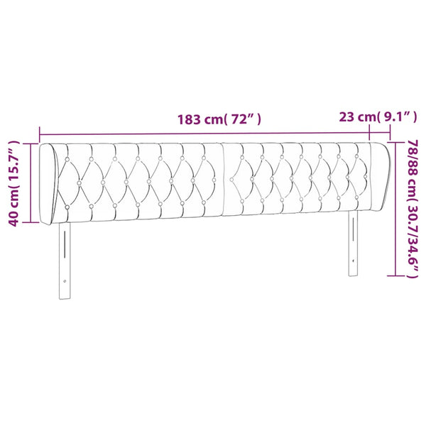 vidaXL Wingback Headboard Light Gray 183x23x78/88 cm Velvet