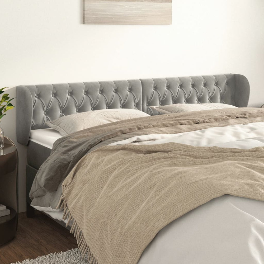 vidaXL Wingback Headboard Light Gray 183x23x78/88 cm Velvet