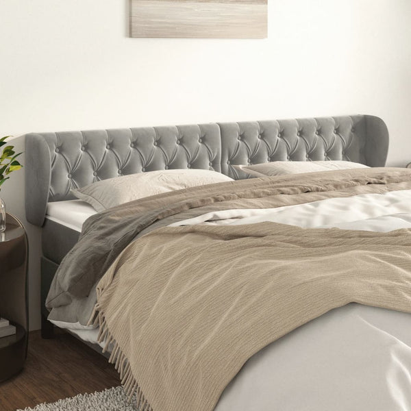 vidaXL Wingback Headboard Light Gray 183x23x78/88 cm Velvet