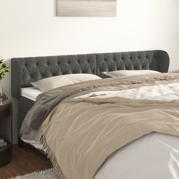 vidaXL Wingback Headboard Dark Grey 183x23x78/88 cm Velvet