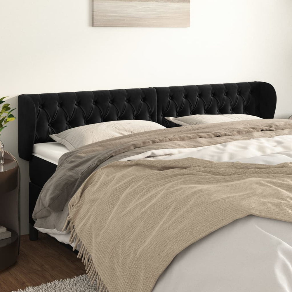 vidaXL Wingback Headboard Black 183x23x78/88 cm Velvet