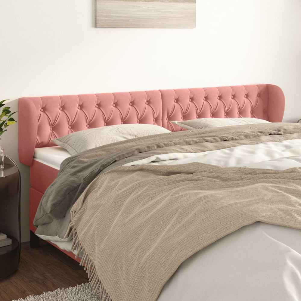 vidaXL Wingback Headboard Pink 183x23x78/88 cm Velvet