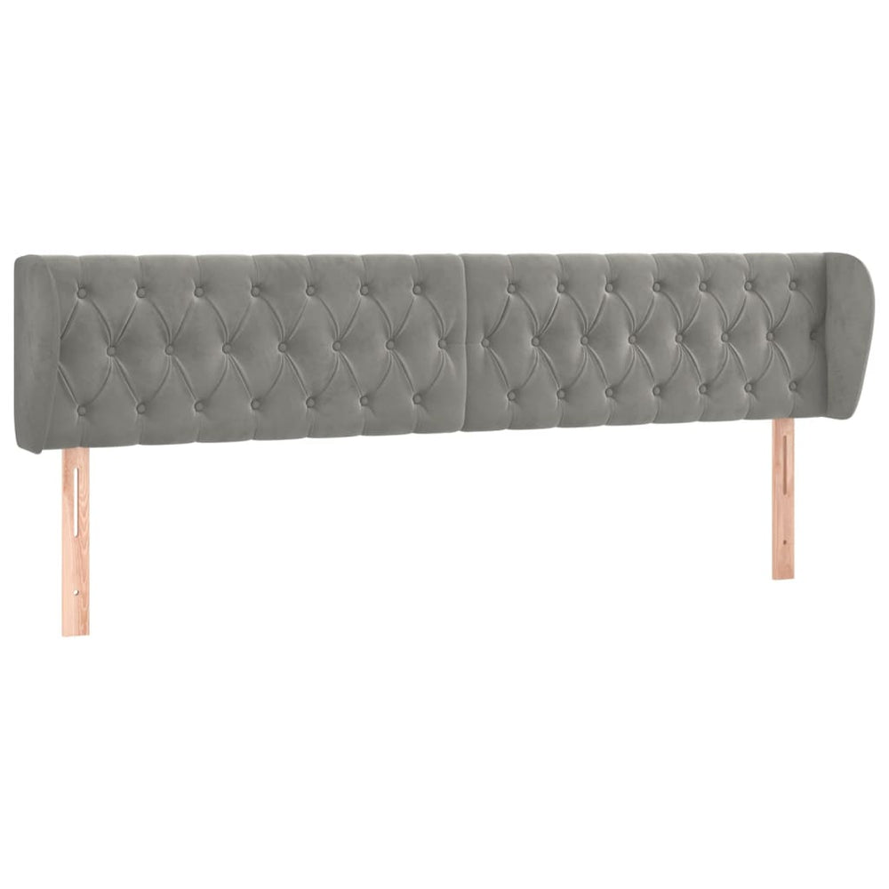 vidaXL Wingback Headboard Light Gray 203x23x78/88 cm Velvet