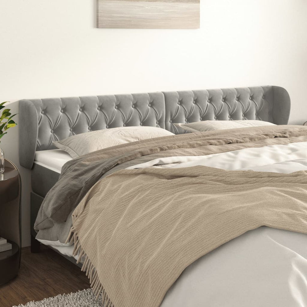 vidaXL Wingback Headboard Light Gray 203x23x78/88 cm Velvet