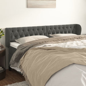 vidaXL Wingback Headboard Dark Grey 203x23x78/88 cm Velvet