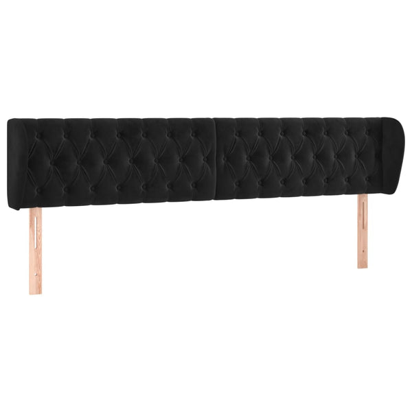 vidaXL Headboard with Wings Black 203x23x78/88 cm Velvet