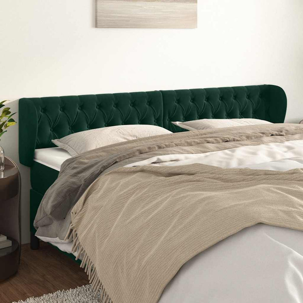vidaXL Wingback Headboard Dark Green 203x23x78/88 cm Velvet