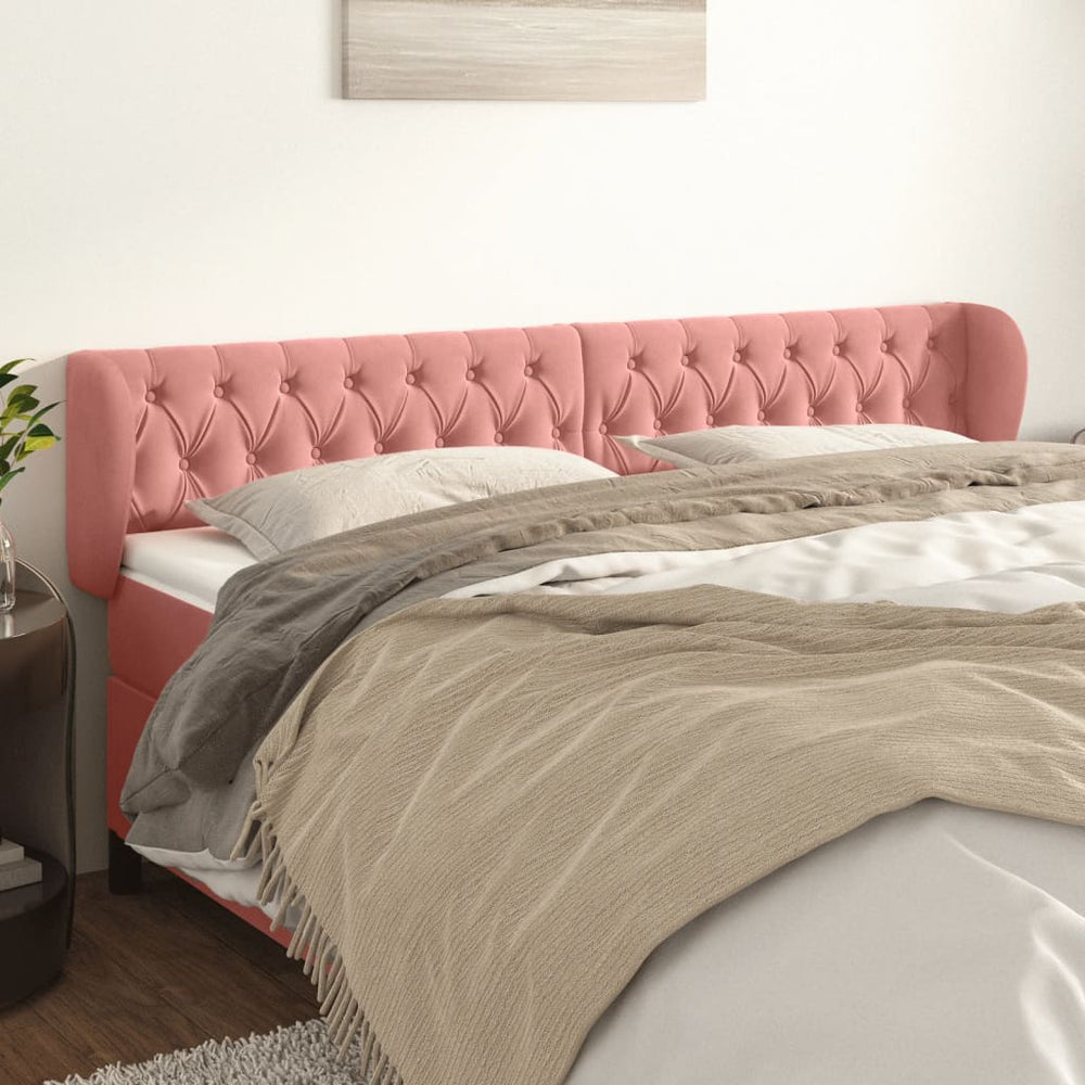 vidaXL Headboard with Ears Pink 203x23x78/88 cm Velvet