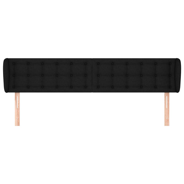 Kopfteil mit Ohren Schwarz 203x23x78/88 cm Stoff