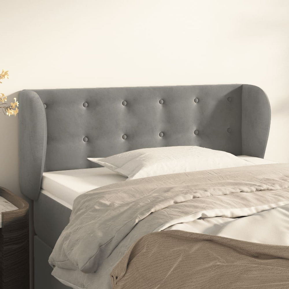 vidaXL Wingback Headboard Light Grey 103x23x78/88 cm Velvet