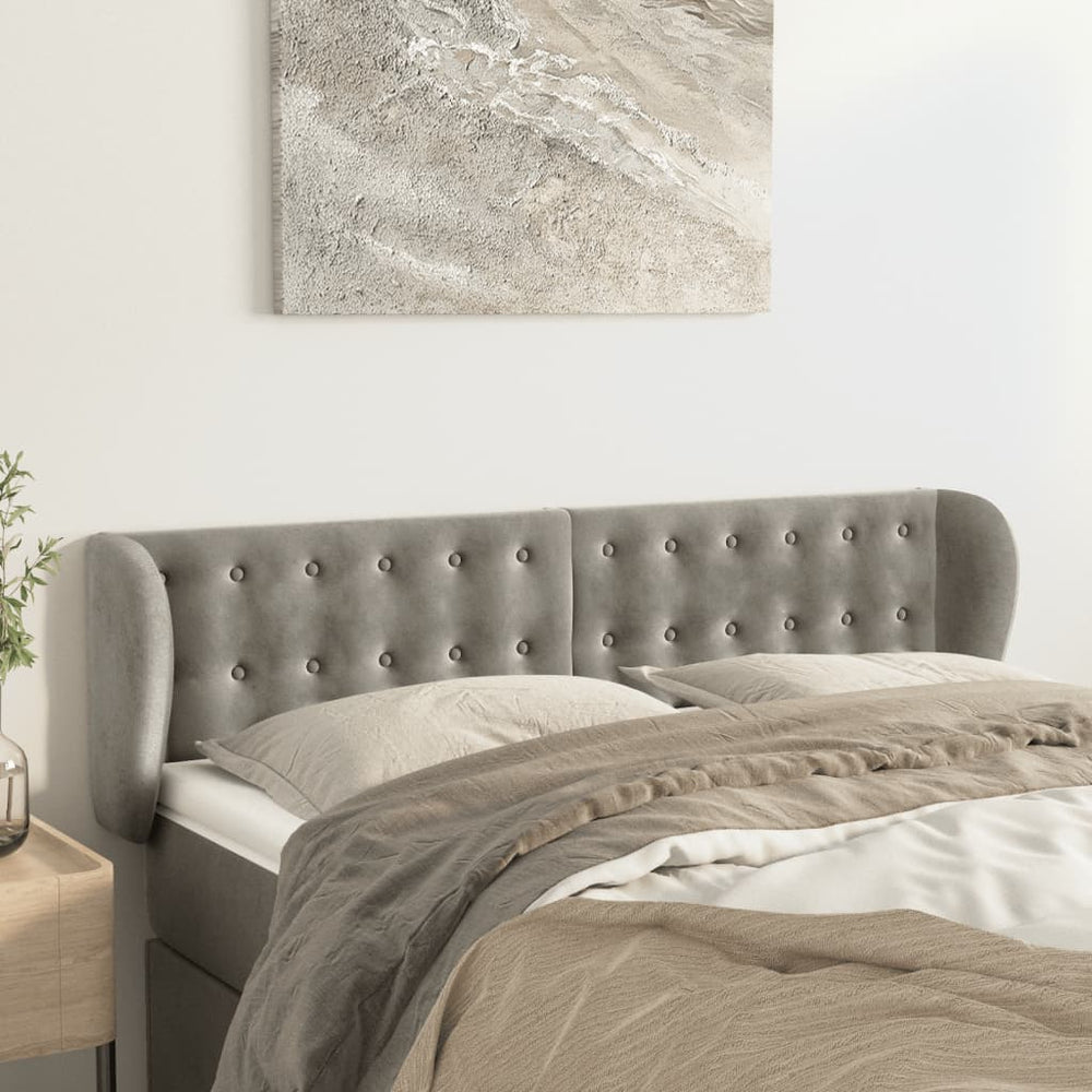 vidaXL Wingback Headboard Light Gray 147x23x78/88 cm Velvet