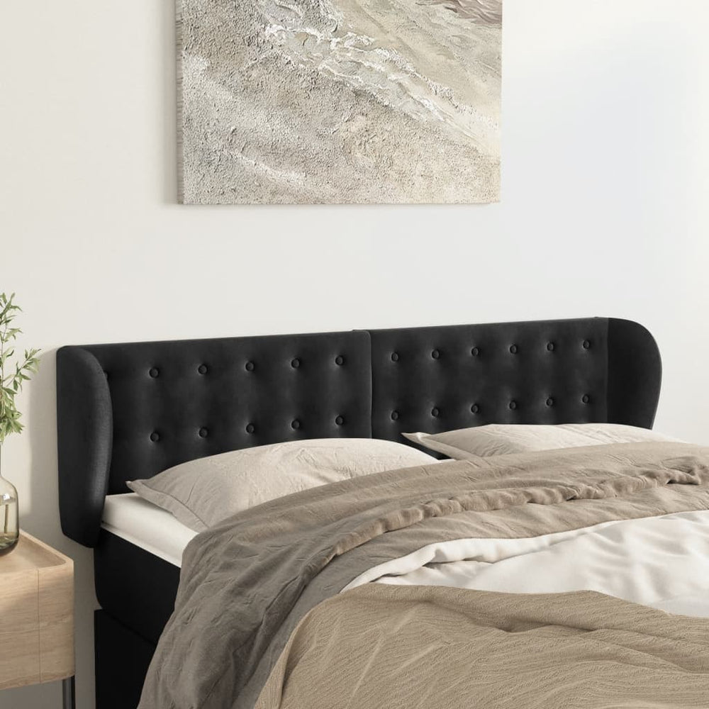 vidaXL Wingback Headboard Black 147x23x78/88 cm Velvet
