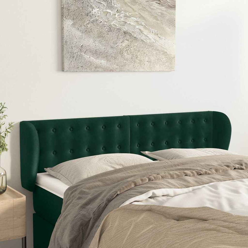 vidaXL Wingback Headboard Dark Green 147x23x78/88 cm Velvet