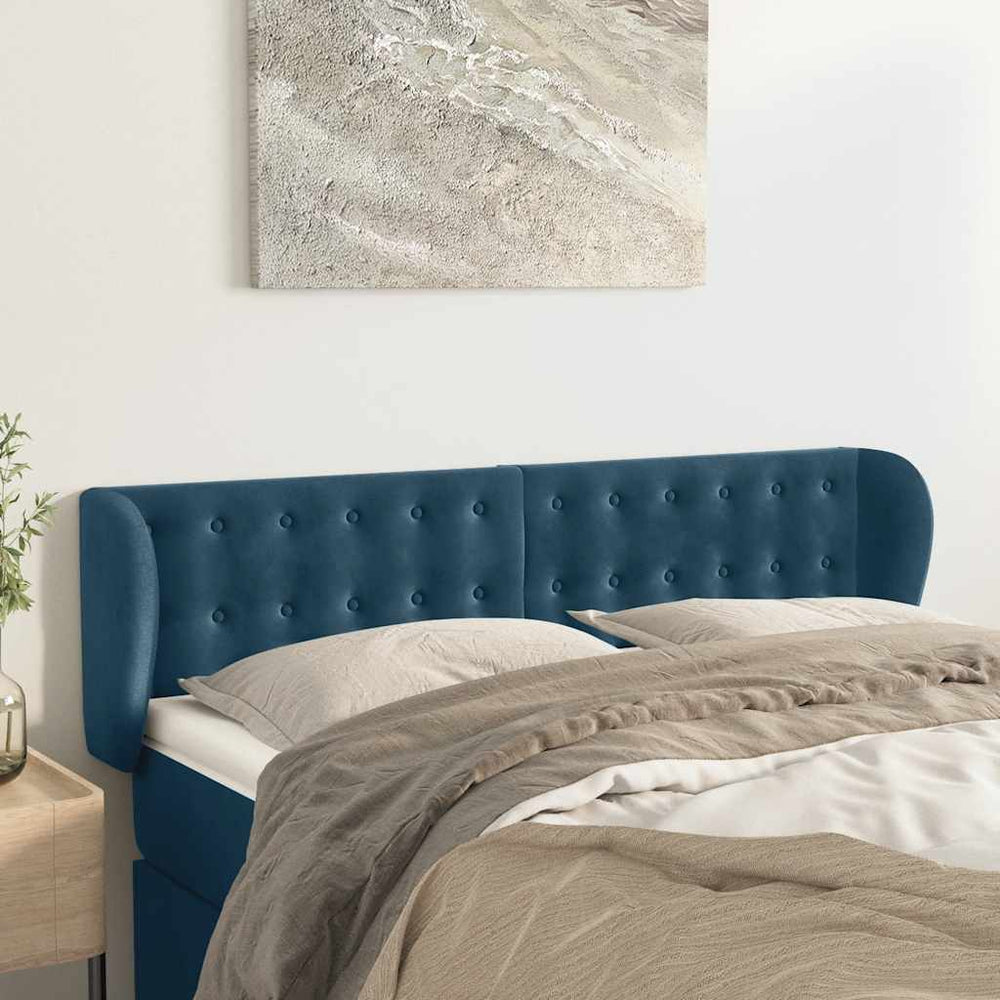 vidaXL Wingback Headboard Dark Blue 147x23x78/88 cm Velvet