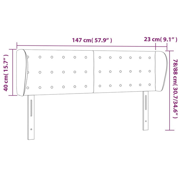 vidaXL Wingback Headboard Pink 147x23x78/88 cm Velvet