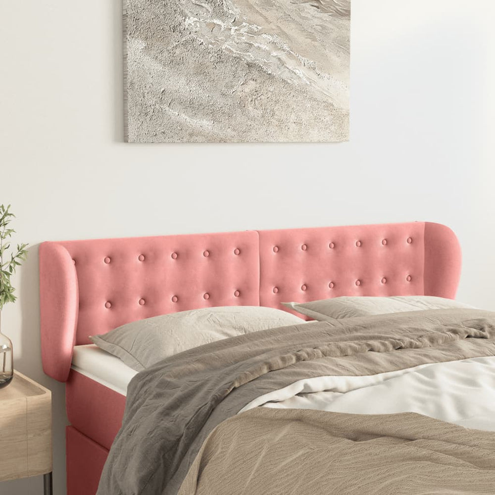 vidaXL Wingback Headboard Pink 147x23x78/88 cm Velvet