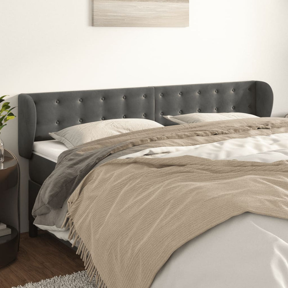 vidaXL Wingback Headboard Dark Grey 163x23x78/88 cm Velvet