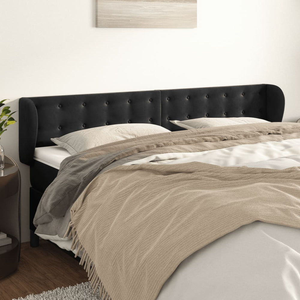 vidaXL Wingback Headboard Black 163x23x78/88 cm Velvet