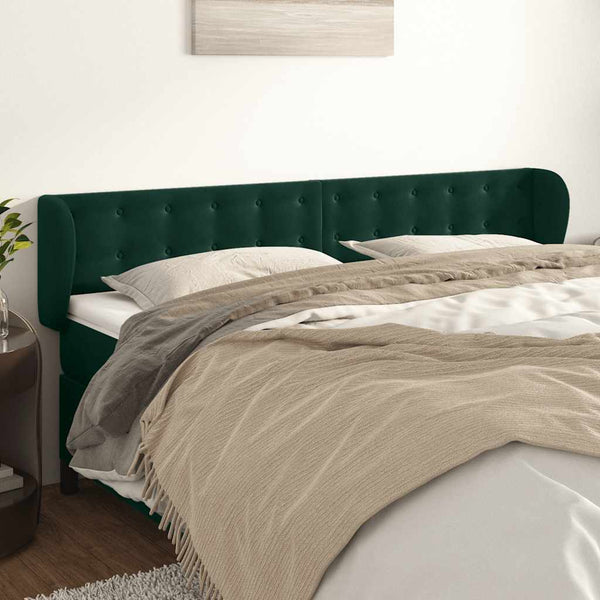 vidaXL Wingback Headboard Dark Green 163x23x78/88 cm Velvet