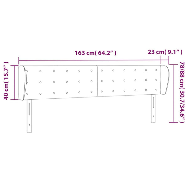 vidaXL Wingback Headboard Dark Blue 163x23x78/88 cm Velvet