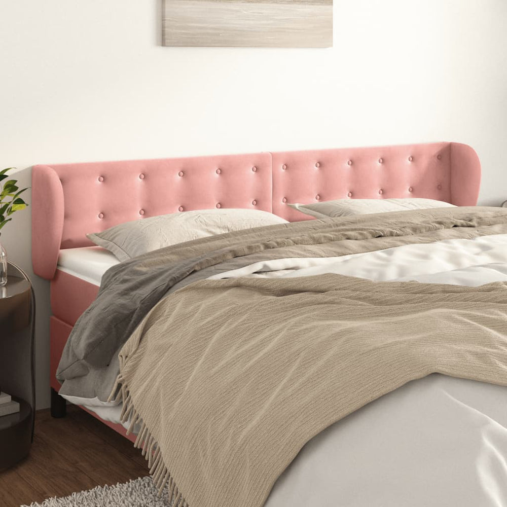 vidaXL Wingback Headboard Pink 163x23x78/88 cm Velvet