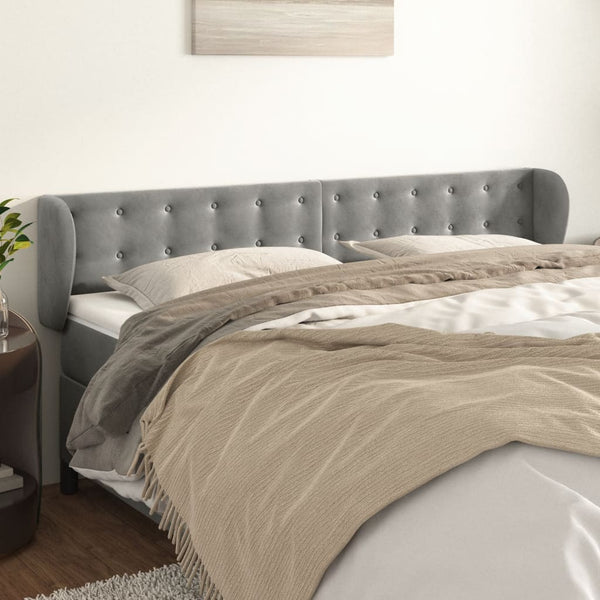 vidaXL Wingback Headboard Light Gray 183x23x78/88 cm Velvet