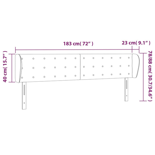 vidaXL Wingback Headboard Dark Grey 183x23x78/88 cm Velvet