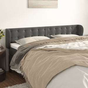 vidaXL Wingback Headboard Dark Grey 183x23x78/88 cm Velvet