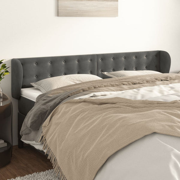 vidaXL Wingback Headboard Dark Grey 183x23x78/88 cm Velvet