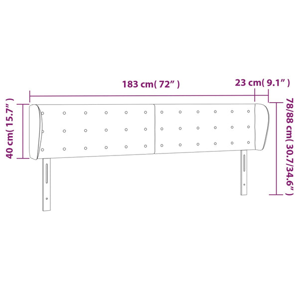 vidaXL Wingback Headboard Pink 183x23x78/88 cm Velvet
