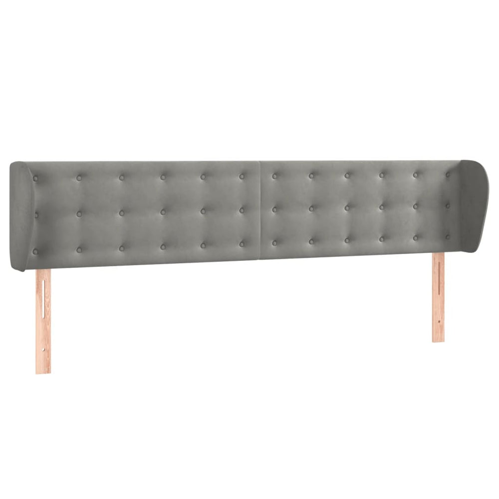 vidaXL Wingback Headboard Light Gray 203x23x78/88 cm Velvet