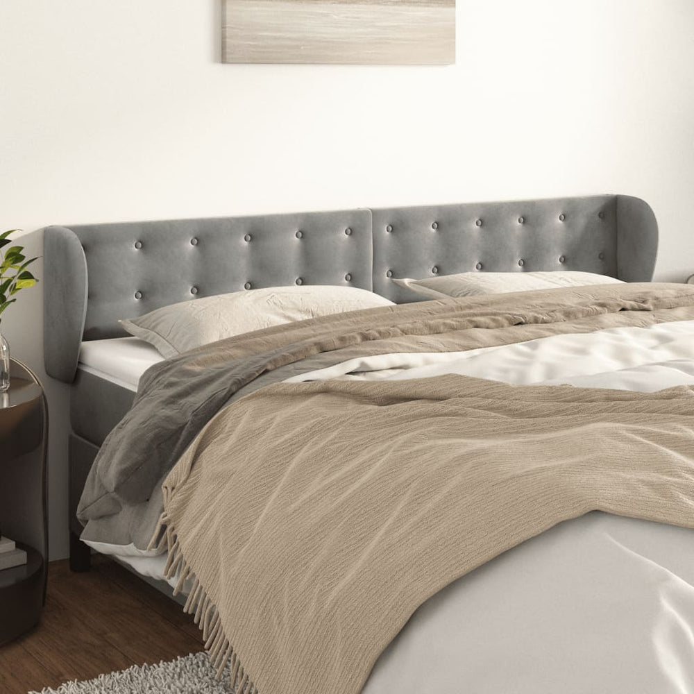 vidaXL Wingback Headboard Light Gray 203x23x78/88 cm Velvet