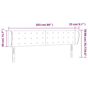 vidaXL Headboard with Wings Black 203x23x78/88 cm Velvet