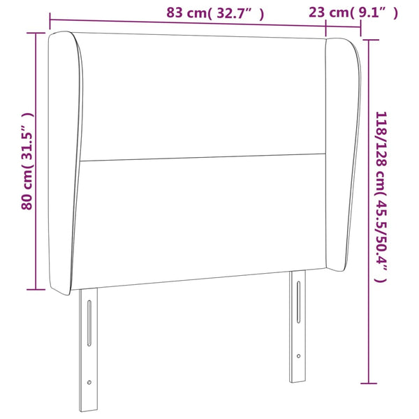 vidaXL Wingback Headboard Light Grey 83x23x118/128 cm Fabric
