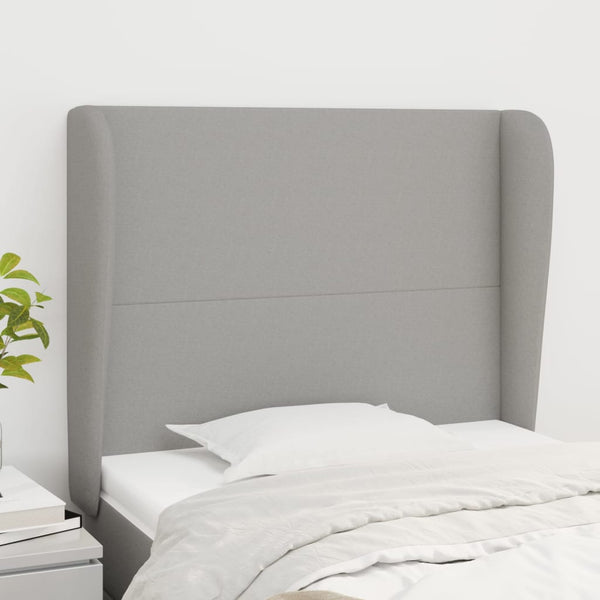 vidaXL Wingback Headboard Light Grey 83x23x118/128 cm Fabric