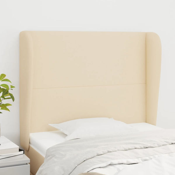 vidaXL Wingback Headboard Cream 83x23x118/128 cm Fabric