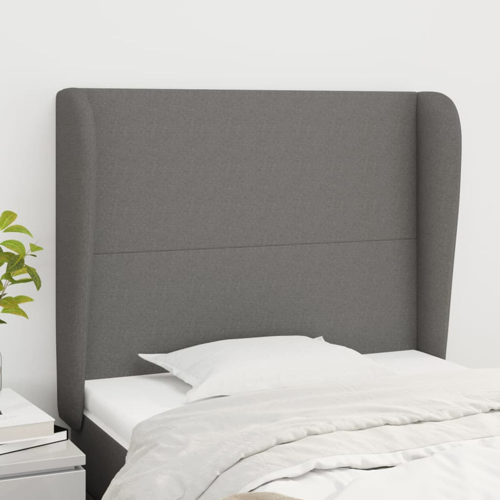 vidaXL Wingback Headboard Dark Grey 93x23x118/128 cm Fabric