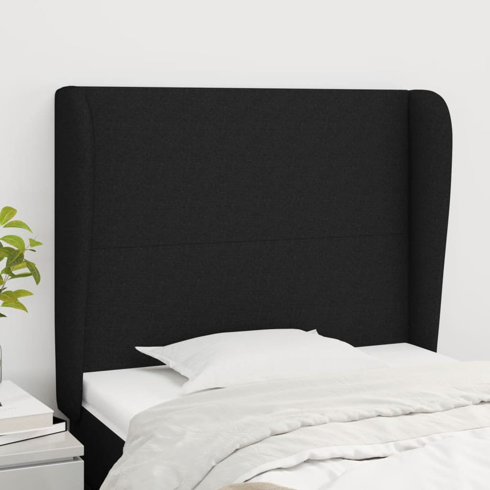 vidaXL Wingback Headboard Black 93x23x118/128 cm Fabric