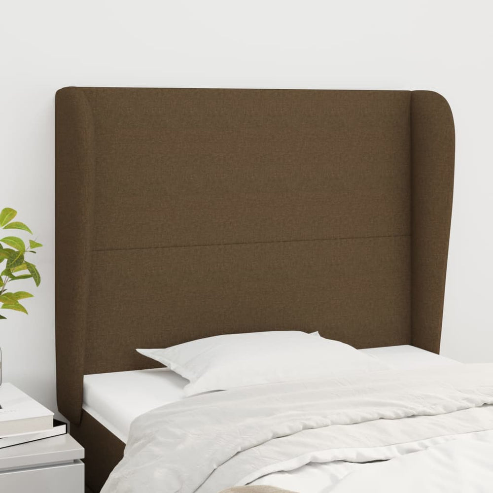 vidaXL Wingback Headboard Dark Brown 93x23x118/128 cm Fabric