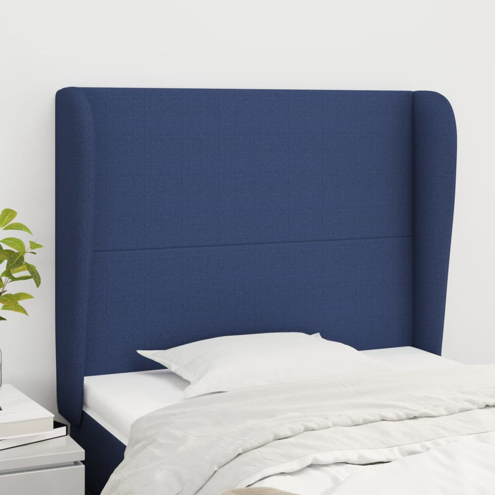 vidaXL Wingback Headboard Blue 93x23x118/128 cm Fabric