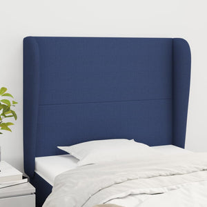 vidaXL Wingback Headboard Blue 93x23x118/128 cm Fabric