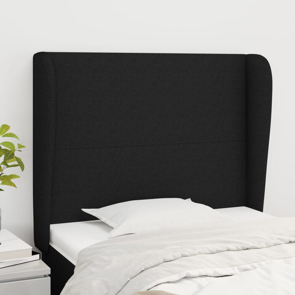 vidaXL Wingback Headboard Black 103x23x118/128 cm Fabric