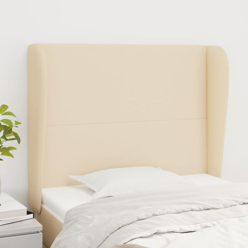 vidaXL Wingback Headboard Cream 103x23x118/128 cm Fabric