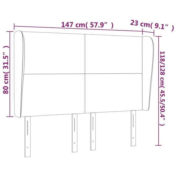 vidaXL Wingback Headboard Light Gray 147x23x118/128 cm Fabric