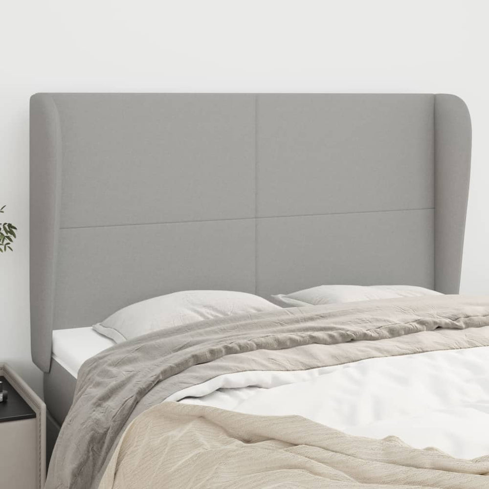 vidaXL Wingback Headboard Light Gray 147x23x118/128 cm Fabric