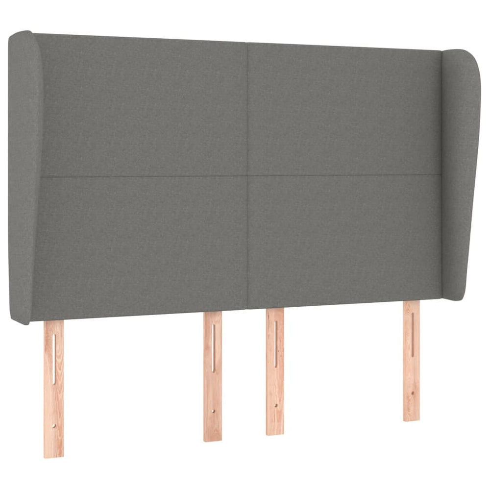vidaXL Wingback Headboard Dark Grey 147x23x118/128 cm Fabric