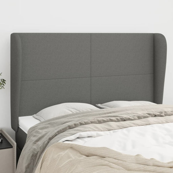 vidaXL Wingback Headboard Dark Grey 147x23x118/128 cm Fabric