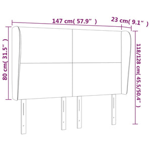 vidaXL Wingback Headboard Black 147x23x118/128 cm Fabric
