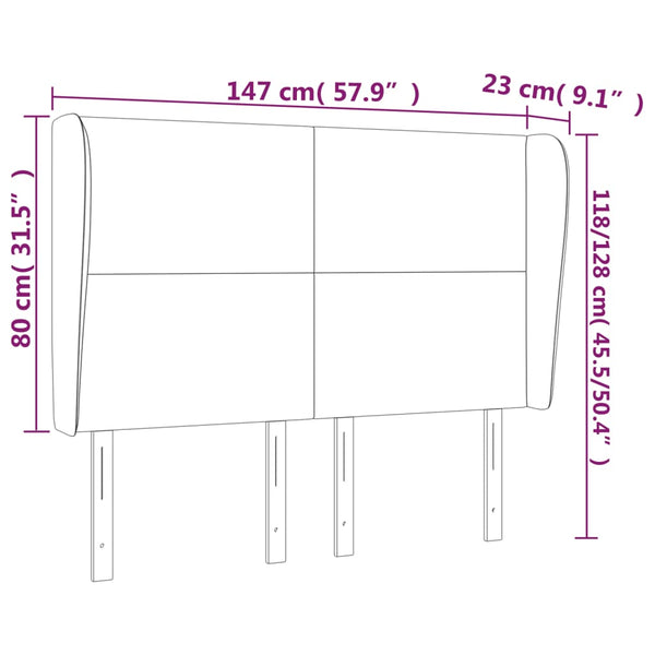 vidaXL Wingback Headboard Dark Brown 147x23x118/128 cm Fabric