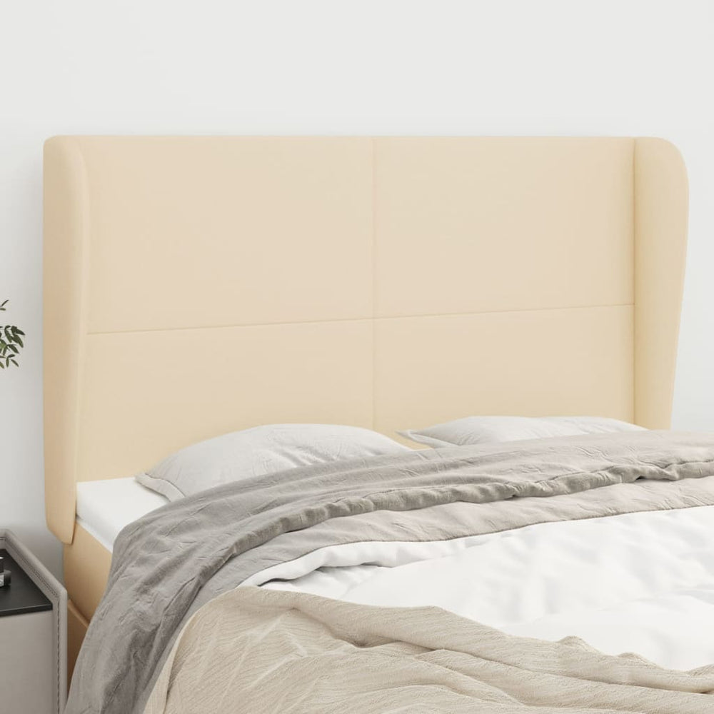 vidaXL Wingback Headboard Cream 147x23x118/128 cm Fabric